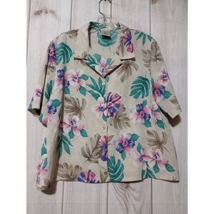 Allison Daley Shirt Ladies 16W Button‎ Front Short Sleeve Aquamarine
